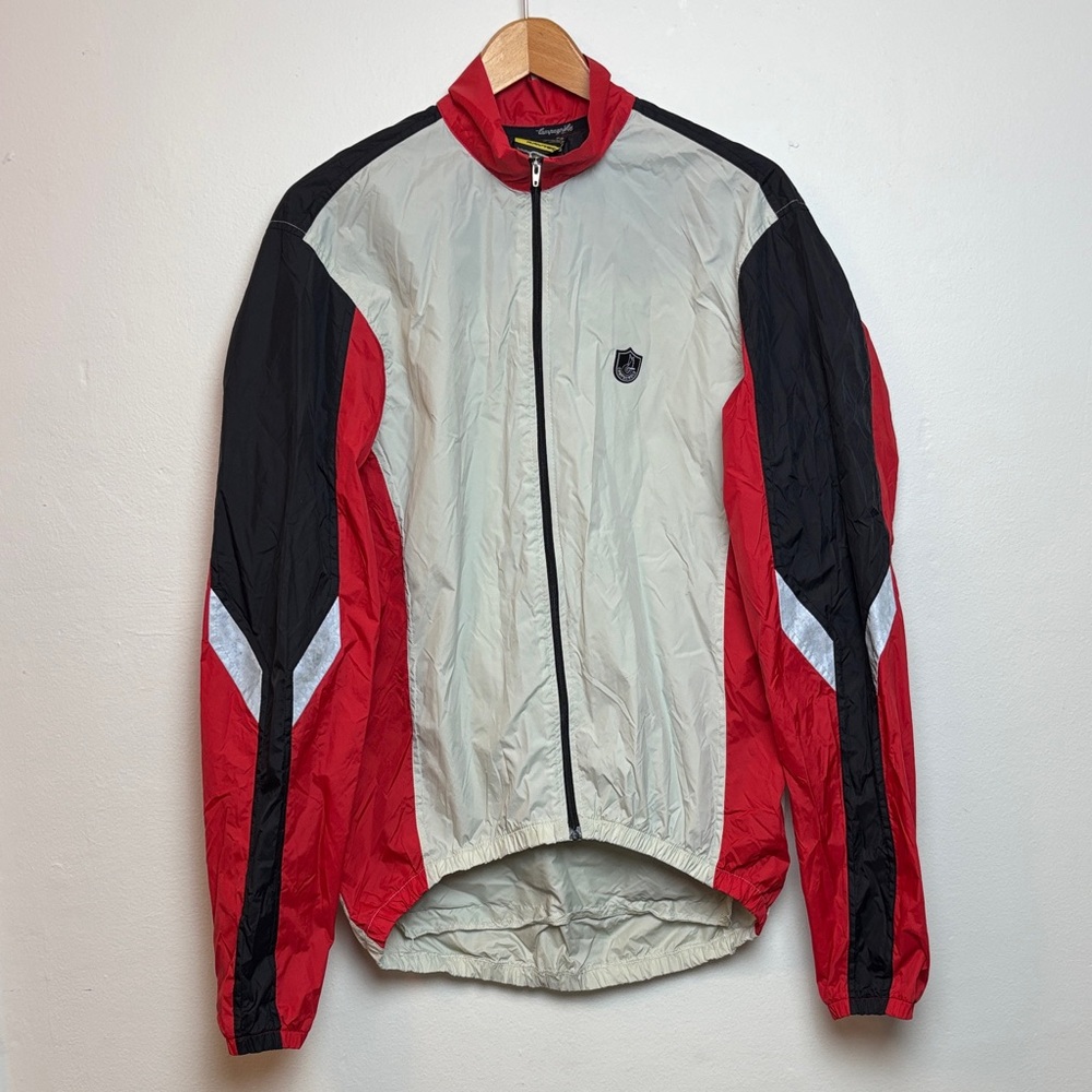 VTG Campagnolo Men’s Windbreaker Cycling Jacket Red Black Full‎ Zip Large Italy